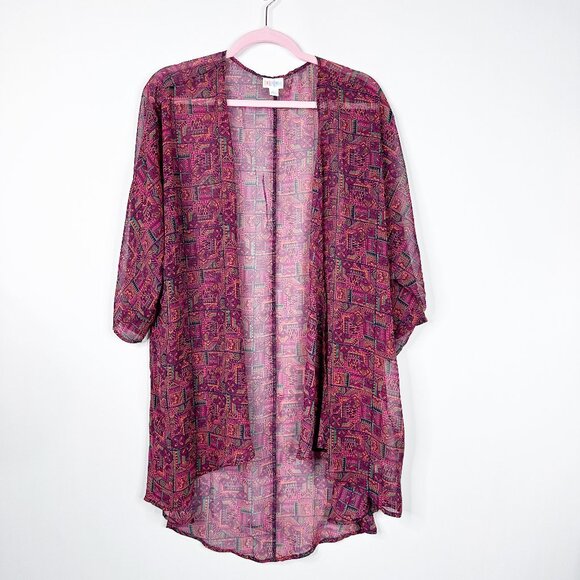 2/$30 LuLaRoe Monroe Open Kimono Cover-up Duster Tribal Print Large #A1634 - Picture 3 of 7